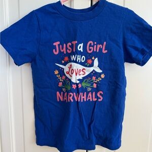 Kids Blue 'Just a Girl Who Loves Narwhals' Graphic Tee